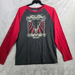 Denim Supply Ralph Lauren Long Sleeve Graphic T‎ Shirt Western XL Red Black
